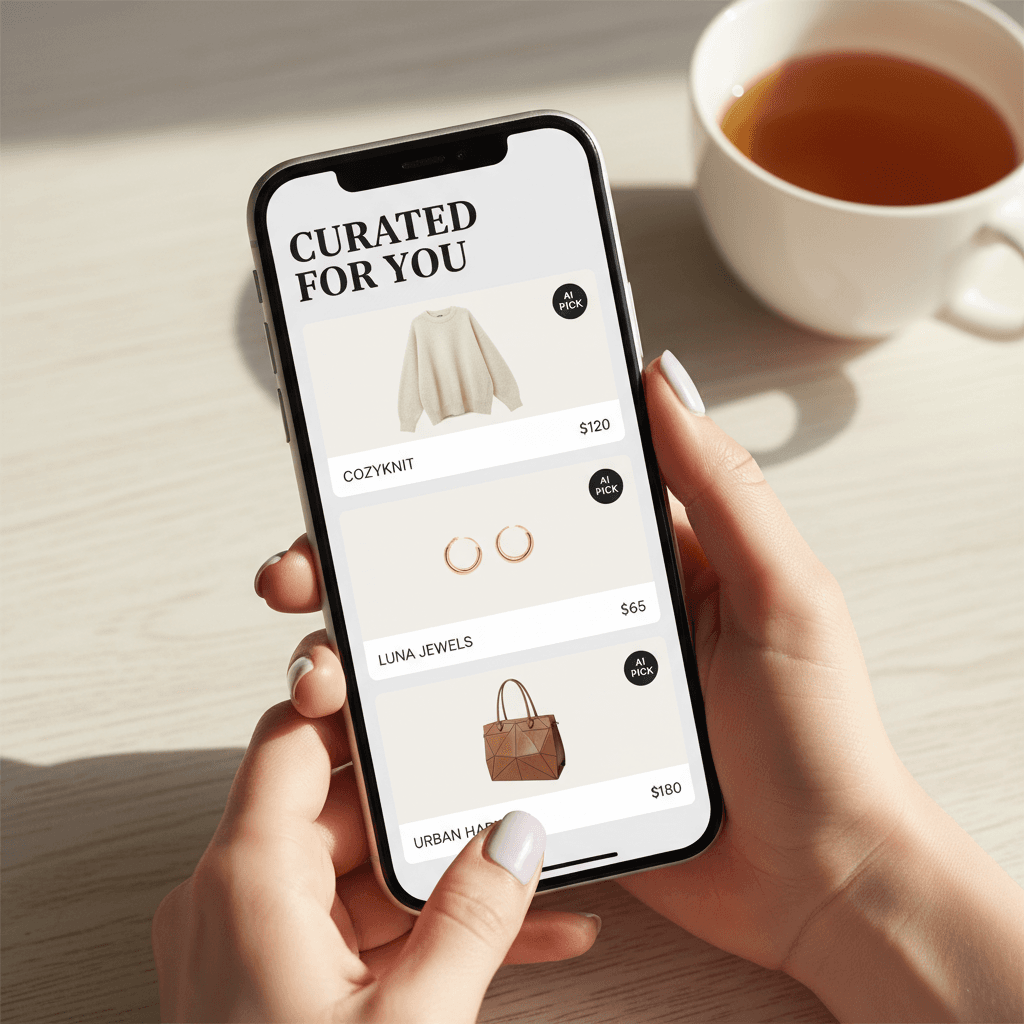 AI-powered product recommendations on a smartphone screen