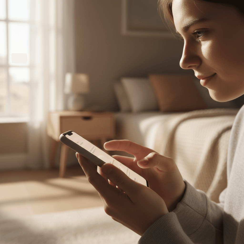 Teen viewing AR product preview on smartphone